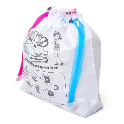 China Disposable Self Adhesive Disposable Drawstring Waste Garbage Degradation Eco - Friendly Garbage Storage Bags for sale