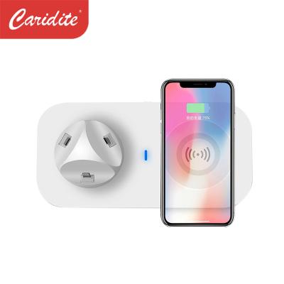 China 10W QI Radio Charging Wholesale Caridite Wireless Charger Product Charger New 2021 Trending Cell Phones/Earphone/Watch Charger 3 in 1 Drop Shipping for sale