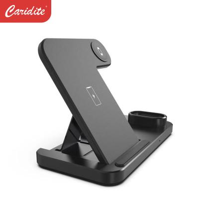 China Cell Phone/Earphone/Watch Caridite 4 in 1 2021 Wireless Charger Factory Directly Sell Qi Standard Crystal Portable Cellphone Charger Drop Shipping for sale