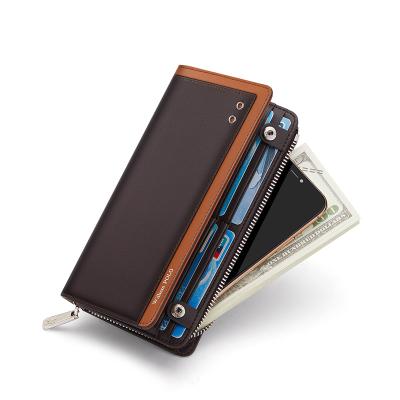 China RFID Card Holder Wallet For Man Leather Clutch Bag Purse Long Cow Leather Fashion Business Men Custom Wholesale Wallet for sale