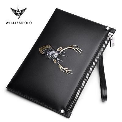 China Envelope Luxury Famous Brand WILLIAMPOLO RFID Wallet Wristlet Wristlet Purse Men Leather Bags for sale