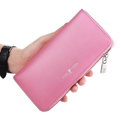 China 2020 Fashion Brand Women Long Wallets RFID Colorful Genuine Leather Zipper Mobile Phone Purse Casual Clutch Bag For Ladies for sale