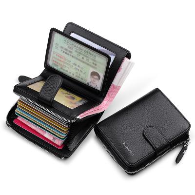 China New RFID Men Fashion Genuine Leather Wallet Business Credit Card Holder Wallet Multifunction Zipper WilliamPOLO Purse Photo Case for sale