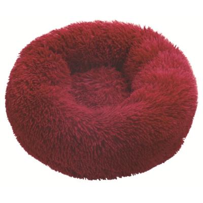 China Waterproof Custom Canvas Fur Warm Dog Pet Non Slip Accessories Bottom Removable Indoor Round Pet Bed for sale