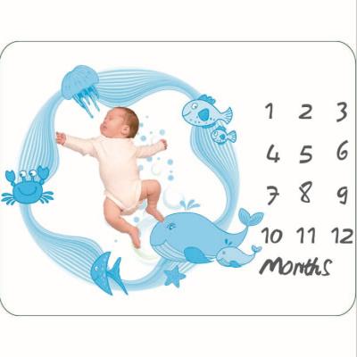 China Waterproof Custom Baby Photography Flannel Fleece Monthly Organic Milestone Blanket for sale