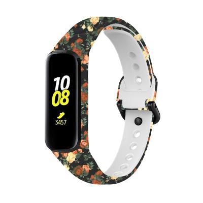 China Fashion design colorful printing silicone rubber watch band soft strap for samsung galaxy fit2 strap for sale