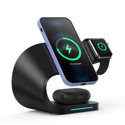 China NEW Smart Watch Wireless 3 in1 Charging Station for iphone13 for apple watch7 all series wireless charging stand for sale