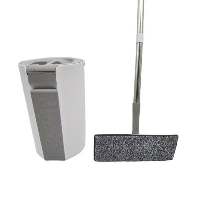 China JASON Stainless Steel Pole Handle Squeeze Removable Magical Water Washing Broom Cleaning Mop With Bucket for sale