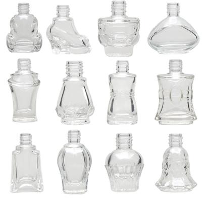 China 15ml Cosmetic Custom Empty Clear UV Gel Nail Polish Bottle Glass With Brush for sale