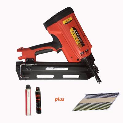 China Wood Household Joiner's Tools 34° Clipped Head Paper Strip Nail Gas Nailer 378*374*110mm for sale