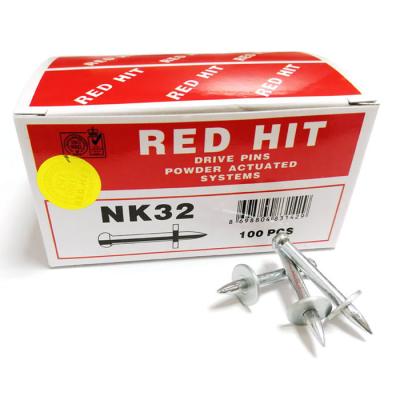 China Accessory Flute RED HIT Galvanized Steel Fasteners Concrete Drive Pins Shooting Nails for sale