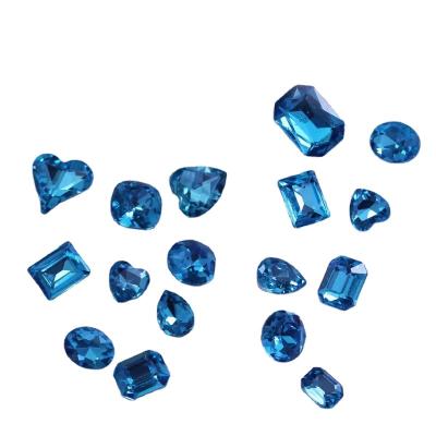 China K9 Heart Nail Tip Bottom Blue Crooked Heart Clear Diamond DIY Special Shaped Nail Accessories for sale