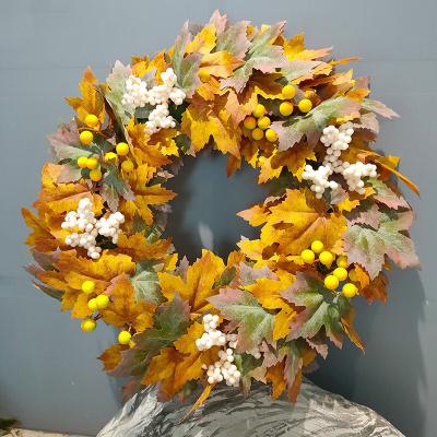 China Popular Hot Sale Pumpkin Maple Leaves Garland Artificial Garlands Christmas Wreath Decorative for sale