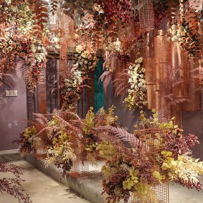 China Beautiful colorful bean sand color wedding series artificial flower arch ceiling wedding flower wedding decoration plant silk spot for sale