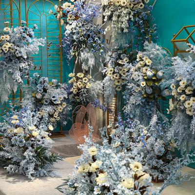 China On-site layout of beautiful colorful blue wedding hall decoration simulation flower wedding theme ocean series with factory direct sales for sale