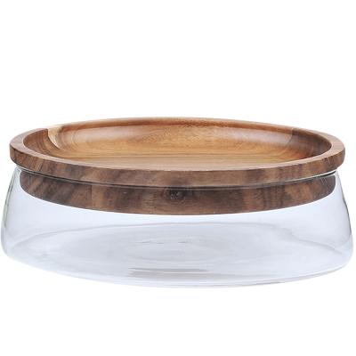 China Japanese modern living room table double freshness preservation acacia mangium nut mangium nut household glass storage box for sale