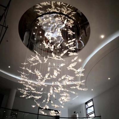 China Contemporary Luxury Classic Glass Lamps Stairs Glass Lamps Custom Contemporary Modern Pendant Light Bird Chandelier for sale