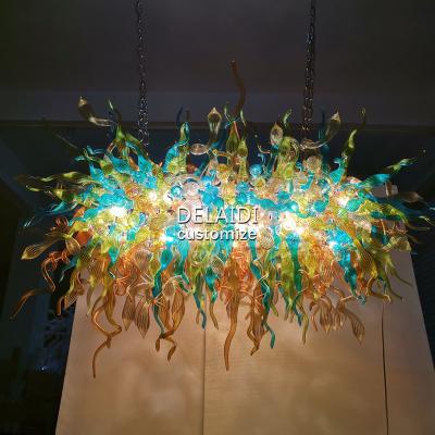 China Modern Hotel Lobby Villa Living Room Dining Room Long Colors Blown Glass Chandelier Custom Made Glass Chihuly Chandelier for sale