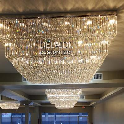 China Luxury Rectangular Crystal Ceiling Chandelier Rectangular Crystal Ceiling Chandelier Restaurant Banquet Hotel Lobby Hanging Lights for sale