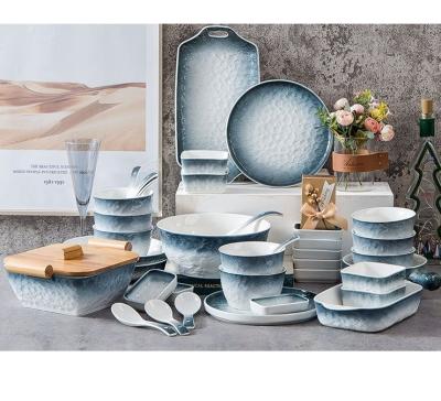 China New Arrival Fancy Hotel and Restaurant Tableware Dinner Set Design Dinnerware Porcelain Dish Stocked Set for sale