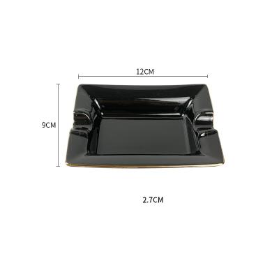 China Wholesale Fashion Ashtray In Stock Porcelain Rectangle Shape Custom Cigar Black Ashtray for sale