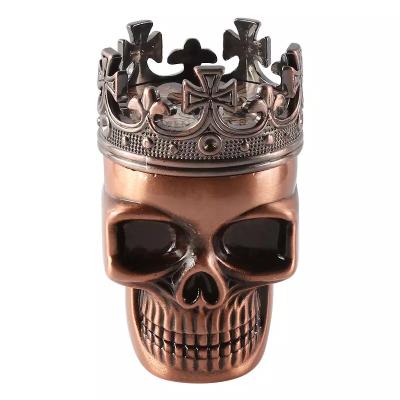 China JUJI 2022 Portable 3 Layer 45MM Creative Bronze Zinc Alloy Herb Tobacco Grinder Crown Skulls King for sale