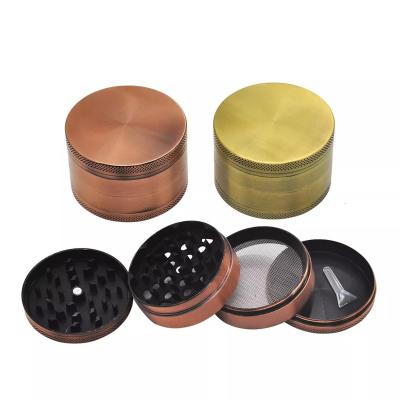 China 2022 New Arrival Portable Yiwu JUJI Zinc Metal Herb Crusher Classical Bronze Custom 60mm 4 Parts Herb Grinder With Sharp Teeth for sale