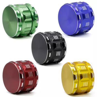 China Hot Sale JUJI 2022 63mm Portable Custom Logo Crusher Smoking Tobacco Herb Four Piece Polygon Aluminum Alloy Grinder for sale