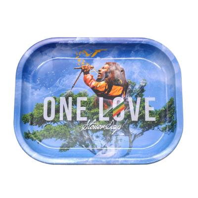 China Newest Hot Selling Logo More Designs Custom Tin Rollings Tray Smoking Tobacco Metal Rollings Tray With Magnetic Lid from JUJI 2022 Eco-friendly for sale