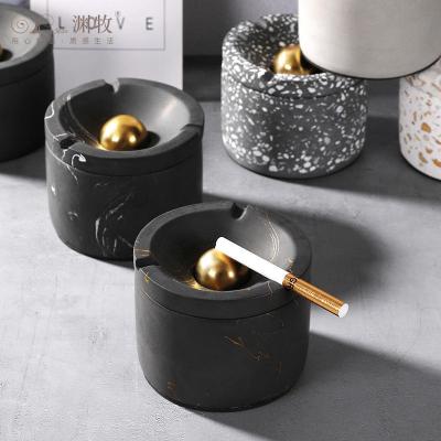 China Durable manufacturers direct original modern creative home bedroom terrazzo sales design concrete cement ashtray Nordic ashtray for sale