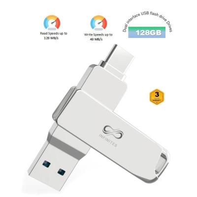 China 120MB/S Dual Interface USB Flash Drive 128GB USB C/Type-C Interface And USB A/USB3.2 for sale