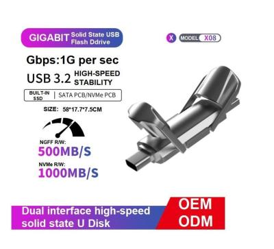 China                    ODM Portable Type-C Solid State Disks Sk USB 3.2 Flash Drive Provides a Read Speed of up to 550MB/S and a Write Speed of 1000MB/S 256GB SATA and Nvme              for sale