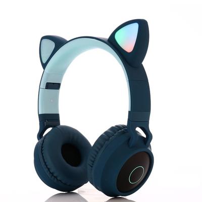 China Wholesale Cute Cat Bluetoo 5.0 Headphone Stereo Music Stereo Bass Headphones LED Light Wireless High Fidelity Noise Canceling Earphone With Mic Headset for sale