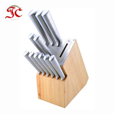 China Best Viable Wholesale Newcomer 12 Pieces Stainless Steel Kitchen Knife Set With Mounted Sharpener Block for sale