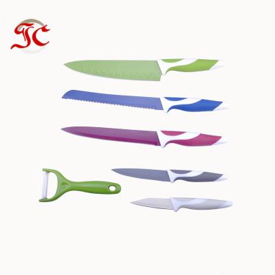 China 2021 Hot Selling Viable Colorful 5 Piece Anti-Baterial Knife Set For Kitchen for sale