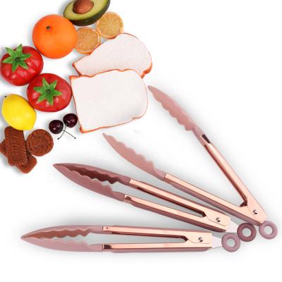 China New Viable Copper Food Tongs from Rose Gold Plastic Kitchen Serving for sale