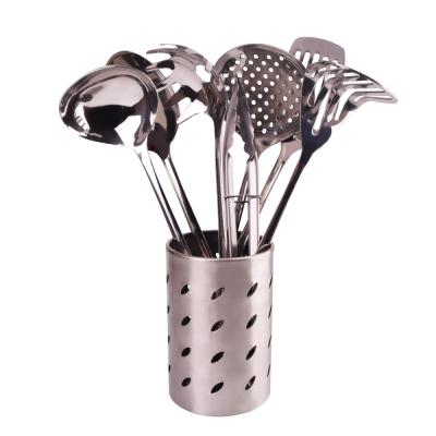 China Sustainable Kitchen Utensil 7 Piece Set With Organization Cart Stainless Steel Cooking Tool Kit for sale