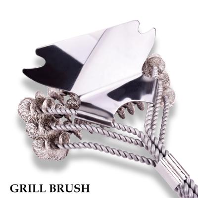 China Safe Clean Free Handle Long Hair BBQ Grill Brush And Scraper Easily Cleaned for sale