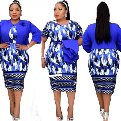 China Breathable African Dress Sets For Women Plus Size African Clothing Designer Fake 2 Piece Print Dresses Women African Dresses Sale for sale