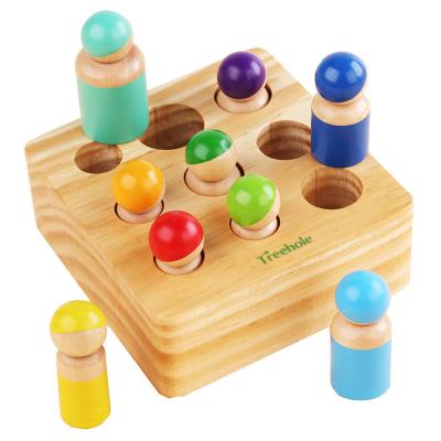 China Educational Toy Building Blocks Doll Pairing Puzzle Wooden Children's Toys Early Education Tabletop Game For Toddlers Color Knowledge for sale