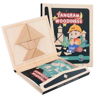 China Wooden Cartoon Toy Magnetic Tangram Building Blocks Puzzle Toys For Children Geometry Knowledge Teaching Aid Early Education Enlightenment for sale