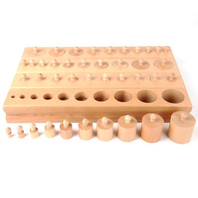 China Educational Toy Wooden Baby Knowledge Puzzle Sensory Enlightenment Teaching Aids Toys Cylinder Building Blocks Matching Games For Ages 2-7 for sale