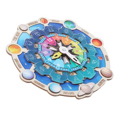 China Educational Toy Planet Pairing Constellation Clock Children's Toys Game Desktop Customization First Grade Cognitive Wooden Puzzle Education for sale