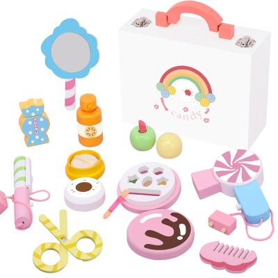 China Wholesale Customized Pretend Play Early Educational Wooden Children's Toys Puzzle Toy Girl's Makeup Box Enlightenment Toy Simulation for sale