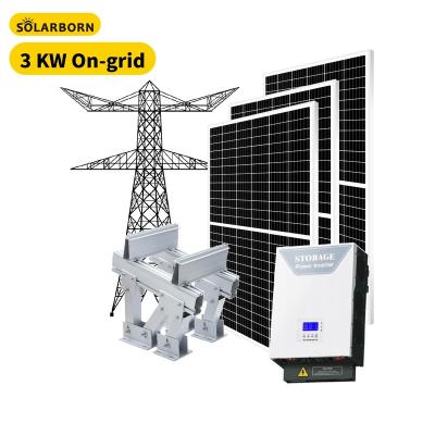 China Best Selling Solarborn 3000 Watt Home Solar Panel On Grid Solar System For Home Use for sale