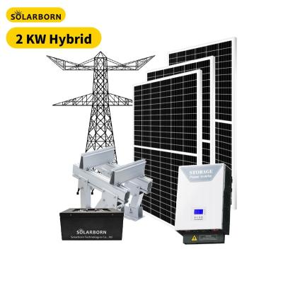 China Solarborn Home Hot Sale 2000 Watt Solar Panel Hybrid Grid Solar Power Systems For Home for sale