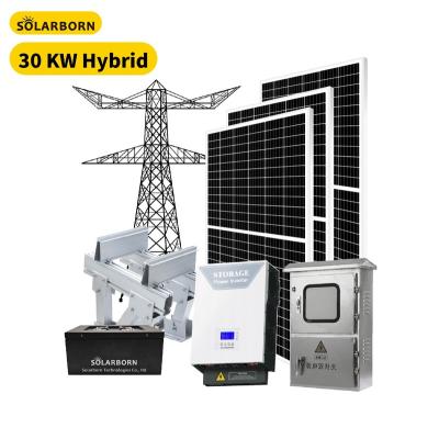 China New Solarborn 30kw home photovoltaic hybrid commercial insurance solar system for home for sale