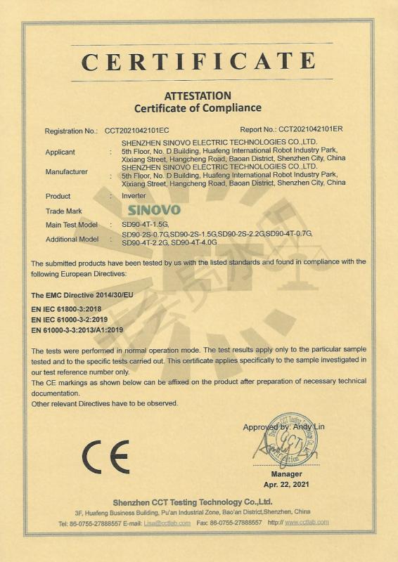 CE - Shenzhen Sinovo Electric Technologies Co., Ltd.