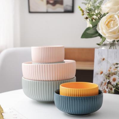 China 8 Inch Round Shape Popular Modern Ceramic Disposable Shallow Bowl for sale