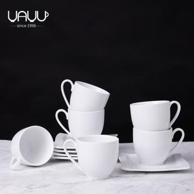 China Sustainable Home Hotel Used Durable White Drinkware Cheap Cups And Saucers / Ceramic Tea Cup And Saucer for sale